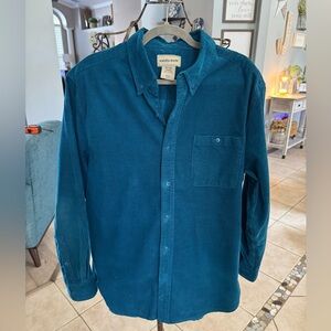 SCANDIA WOODS Shirt Mens Large Corduroy Button Down Long Sleeve Cotton Teal